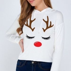 𝅺REINDEER Hoodie T-shirt Top Sizes small